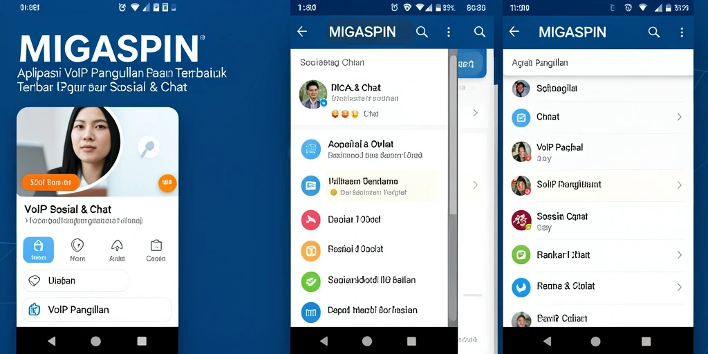 Antarmuka aplikasi MIGASPIN yang mudah digunakan untuk VoIP Panggilan.