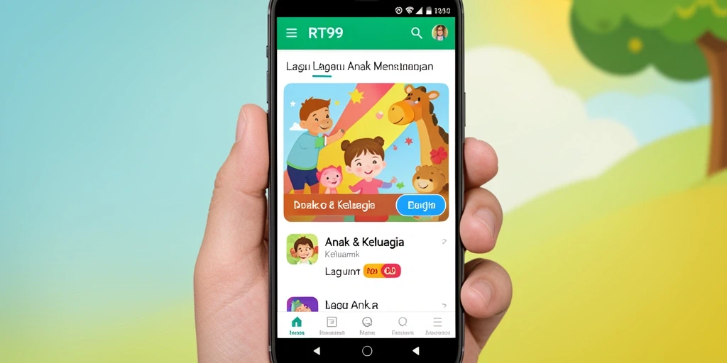 Antarmuka aplikasi RT99 yang menyenangkan dan penuh warna.