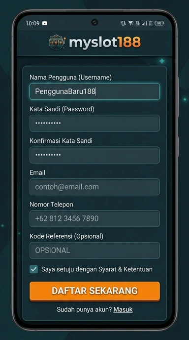Tampilan halaman daftar myslot188